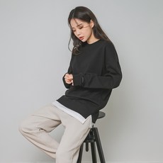 앨빈클로 남녀공용 소매 자수 포인트 레이어드 오버핏 맨투맨 MAR761