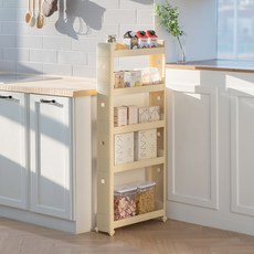Changsin Living 昌信生活 窄型置物架移動式推車 13cm 5層, 1個, 柔和黃