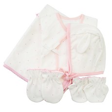 babybear 嬰兒愛心點點肚衣+手套+腳套+包巾+帽子