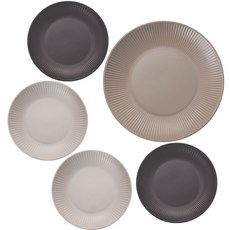 Torini 盛裝工房 溫感盤 5件組, 1套, 23cm盤 (1入) + 15cm盤 (4入), 沙棕色 + 椰奶白 + 炭灰色