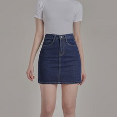 Gembling 女款高腰H型原色丹寧迷你裙