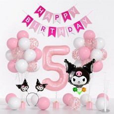 BYOORABYOO 角色生日派對氣球組, 1套, 三麗鷗 酷洛米 數字5