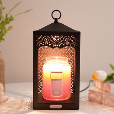 YANKee CANDLe 3段式觸控鏤空雕花燭台+香氛蠟燭組, Pink Sands, 黑色