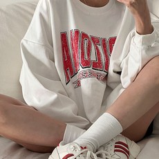 NANING9 Musebo印染大學T, 象牙白