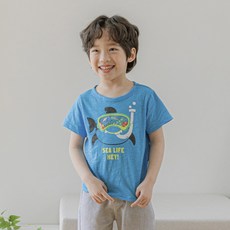 Lala Amang 男童款潛水鯊魚圖案短袖T恤