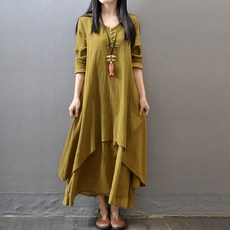 더시럽 여성용 페이크 투피스 롱 원피스 빅사이즈 포함