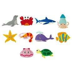 CHUNG YANG TOY 不織布魔鬼氈教材 海洋生物模型 10種套組, 混色