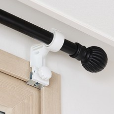 세류홈 클래식 커튼봉 25mm + 안뚫어고리 3p 세트, 블랙