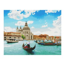 iLovePainting DIY 寶石十字繡 藍天威尼斯, 混合色