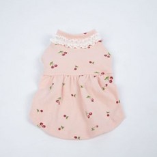 寵物可愛櫻桃蕾絲狗狗居家服, 粉紅色