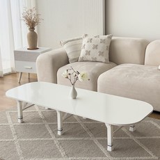 스토리퍼니쳐 국내생산 E0 LPM 4단높이조절 쌍발 오버라운드 쇼파 테이블, 유광 화이트