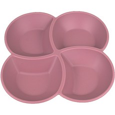 矽膠多功能4格分菜盤微波爐盤, 淺粉色