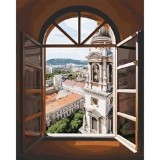 플레이어바웃 유화 피포페인팅 DIY 명화 그리기 40 x 50 cm 창가의 시계탑, 혼합색상, 1개