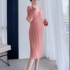 MA 임산부 세련 롱 원피스