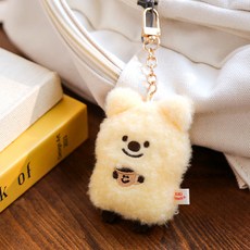 KiKi QUOKKA 咖啡蓬鬆鑰匙圈, Happi 奶油色, 1個, 9cm