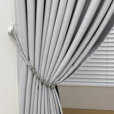 GINNA SONG 斜紋記憶定型雞眼遮光窗簾 2入, 藍灰色