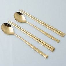 鳳凰鈦金韓式餐具組, 混合色, 湯匙 2p + 筷子 2p + 筷托 2p + 絲綢盒, 1套