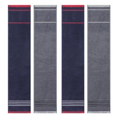 松月毛巾 30支 四線 運動毛巾 20 x 100 cm, 4入, Gray+Navy