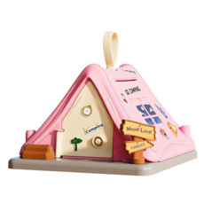 軍綠色帳篷鑰匙存錢筒, 1個, 粉紅色