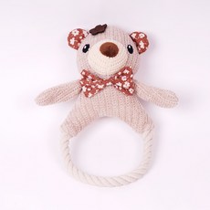 파스텔펫 강아지 봉제 라운드로프 터그놀이 장난감, 곰돌이, 1개