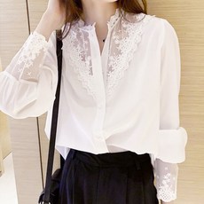 Soleil 透明蕾絲長袖襯衫