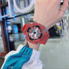 逍遙商會 防水學生軍人腕式電子運動手錶, 1個, 紅色漸層