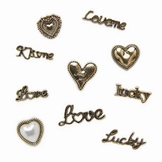 메이브라운 빈티지 믹스스톤 네일파츠 하트레터링 10p, 1개, 혼합색상