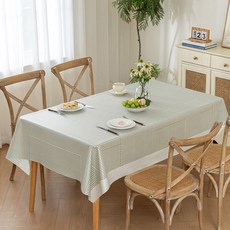 MarketA 日常條紋防水桌墊, 1個, 灰綠色, 120 x 60 cm