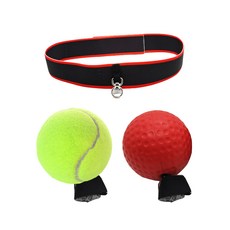 Naya Style 居家訓練健康拳擊球2款+頭帶套組 YGYP-01-10, 紅色（PU球）+黃色（網球）