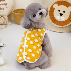 PASTEL PET 寵物蓬鬆圓點圖案背心, 黃色, 1個