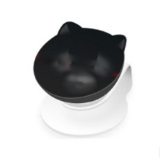리빙에스 반려동물 고양이귀 경구 그릇 싱글, 블랙, 1개