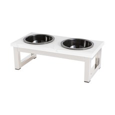 King jessi 寵物餐桌 銀色鏡面框架 Ariston陶瓷餐具 JS-A, 2個, 黑色