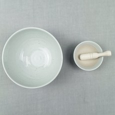 Paulers 驪州陶瓷 純淨麵碗 + 芝麻研磨器組合, 1套, 白瓷