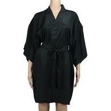 緞面浴袍 短款, 黑色的, 1個