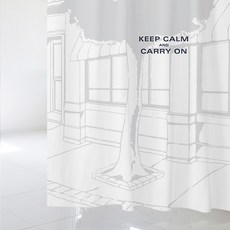 디자인수풀 북유럽 스타일 샤워 커튼 sc210 S 1520 x 1880 mm + 스테인리스 고리 12p + 커튼봉 화이트 세트, 1세트