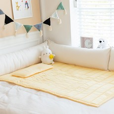 essian 孩童用素色涼爽睡墊+枕頭+枕套, 檸檬黃