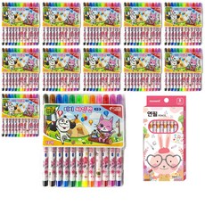 MONAMI 慕那美 動物圖案彩色記號筆 12色款 12入+卡通圖案B鉛筆 10入組, 粉色的, 1套