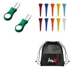 NAYA STYLE Golf Green Fork Repairer 2p + Plastic Golf Short Tee 10p + Pouch Set, GFYP-38-1+167-1PU