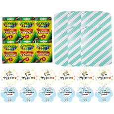 Crayola 繪兒樂 蠟筆 6入+包裝盒 6入+裝飾貼紙 2款 6入, 淺藍色