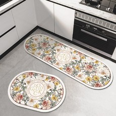 Pogeuraem 水晶絨廚房地墊2件組, 混合色
