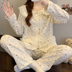 Tuistar 女款蕾絲領可愛睡衣上下套裝