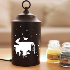 애프터글로우 타이머 캔들워머 센티멘탈 시티 소형 + 할로겐 전구 + 기능성 조절기, 블랙