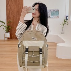 FROMHEAVEN 男女通用米特伊扣環束繩後背包 P713, 米色