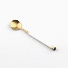 보겐 스퀘어 투톤 골드 커트러리 티스푼, 화이트, 1개