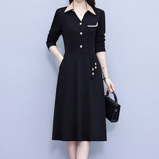 POPLAR NC Davin拼色大尺碼連身裙 P24SPOPS010411, 黑色