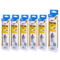 deLi 得力 Scribe 橡皮擦鉛筆 12入 EC004, 6套, 2B