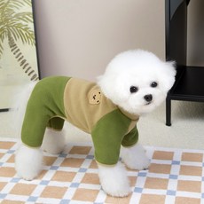 Kupets 狗狗刷毛小熊雙色連身衣, 卡其色, 1個