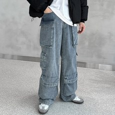 男款Anen多口袋工裝寬版牛仔褲