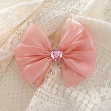 女童可愛愛心雪紡蝴蝶結髮抓夾