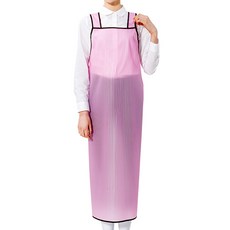 Yekyung 條紋聚氨酯防水半透明圍裙 H型 大 PO-0736, 1個, 粉紅色